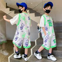 Boys summer fit short sleeve sportswear suit 2022 new CUHK Scout handsome and thin jersey breathable two sets of damp