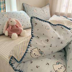 ins High-Weight Four-Piece Set of Pure Cotton Fabric, 100% Cotton, 2026 New Style Bed Sheet, Duvet Cover, Single Student Dormitory Three-Piece Set 3
