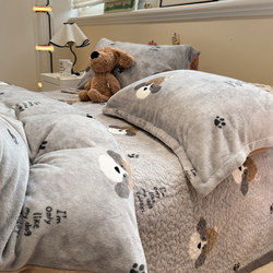 Winter Warm Bed Cover Four-Piece Set, Bed Sheet, Duvet Cover, Thickened Coral Velvet 2026 New Flannel Milk Velvet