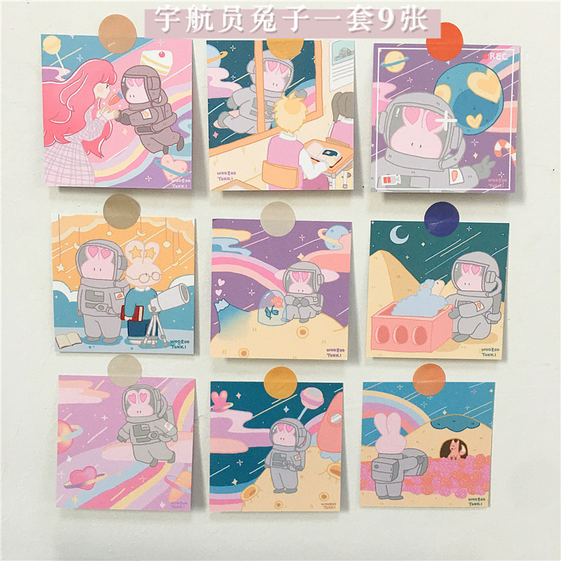 Korea ins wind moon bear spaceman rabbit cute card diy hand account material room wall decoration background card