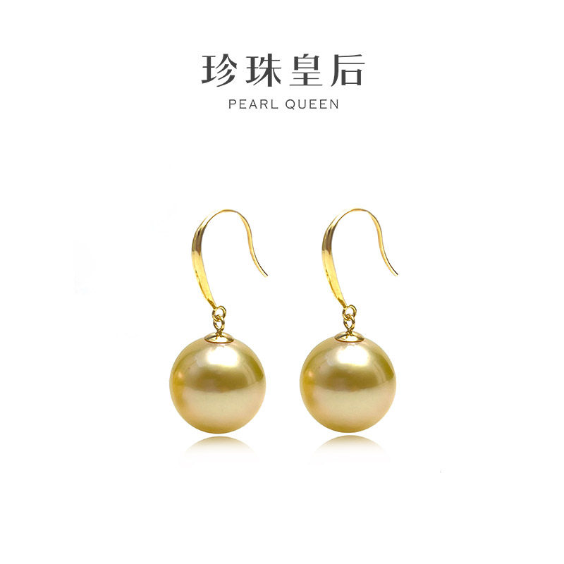 【珍珠皇后】18K金海水金珍珠耳勾（11-12mm）：优雅女神必备，低调奢华不张扬！-耳饰-淘宝好物网