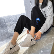 2021 new spring and autumn sports pants womens summer thin section loose-fitting drawstring nine-point pants casual sweatpants student trousers
