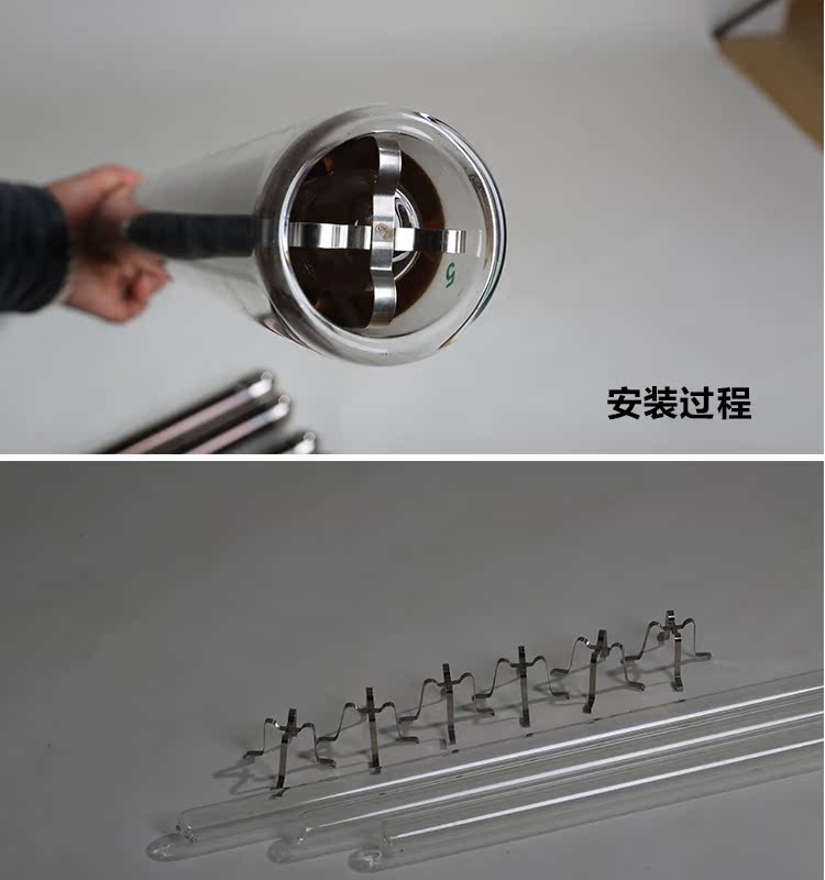 máy nước nóng lạnh Ống thu nước nóng năng lượng mặt trời ba ống vàng tím cao 58 * 1,8 m ống chân không 47 ống thủy tinh ba ống cao bình nóng lạnh picenza 30l