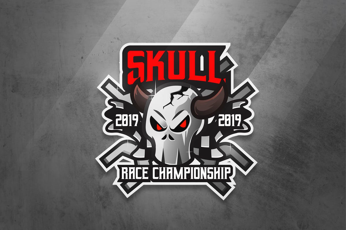 邪恶骷髅头电子竞技战队队徽Logo模板 Skull Race – Mascot & Esport Logo