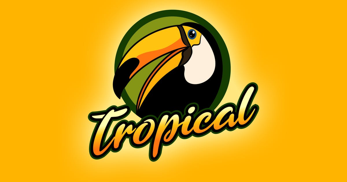 热带巨嘴鸟吉祥物Logo设计模板 Tropical Toucan Bird Mascot Logo