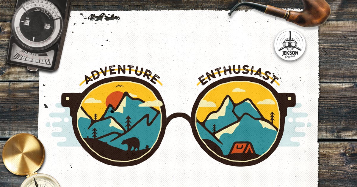 复古户外探险冒险旅行主题补丁徽章Logo设计素材 Vintage Adventure Logo, Travel Badge Camp Patch