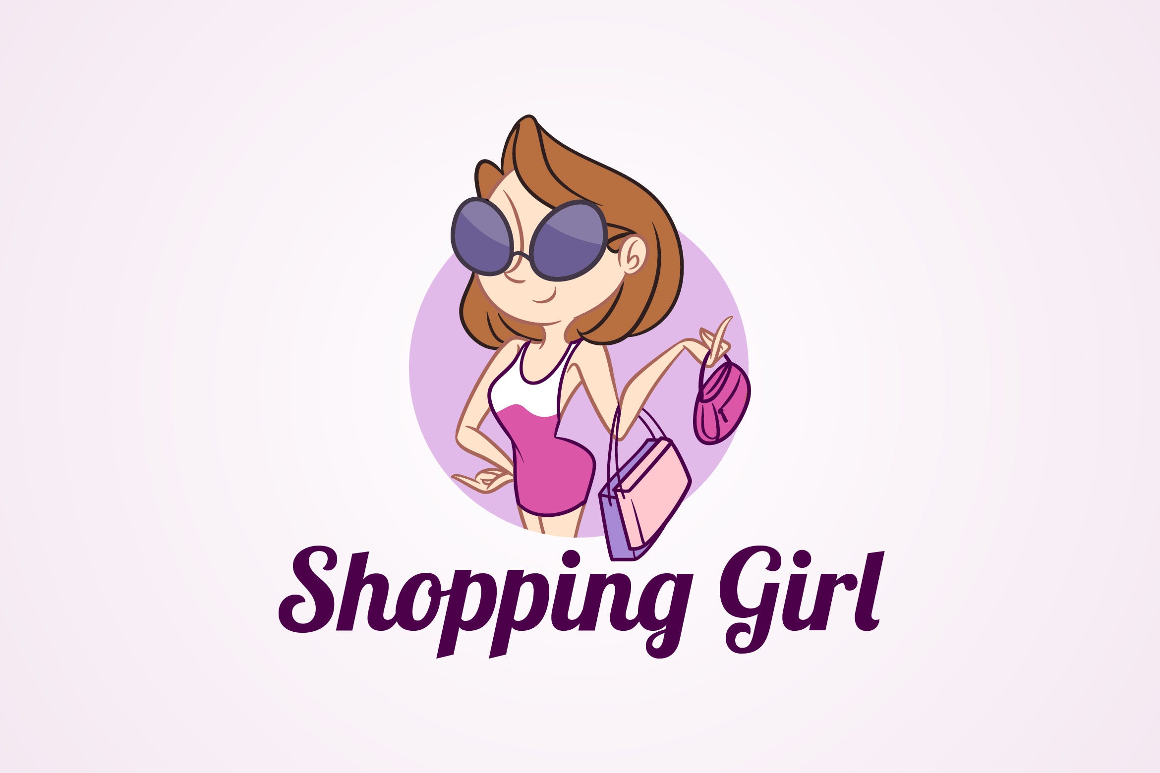 时尚购物女郎形象Logo设计模板 Shopping Girl – Fashion Mascot Logo