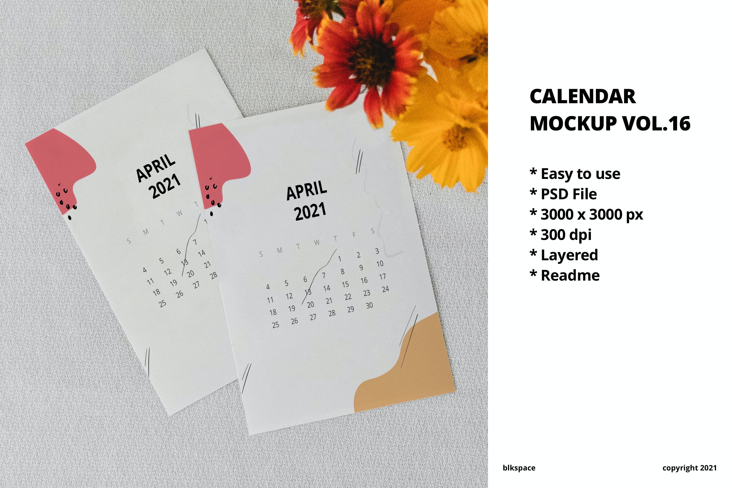 年份日历设计样机素材v16 Calendar Mockup Vol.16