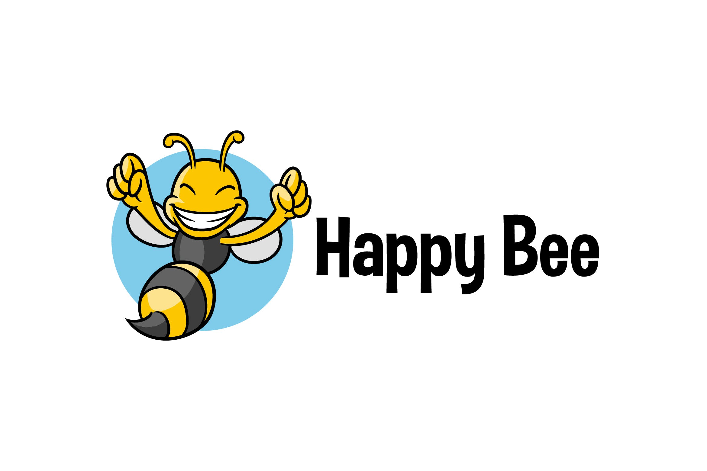 卡通蜜蜂形象吉祥物Logo标志设计模板 Joyful Bee – Bee Character Mascot Logo