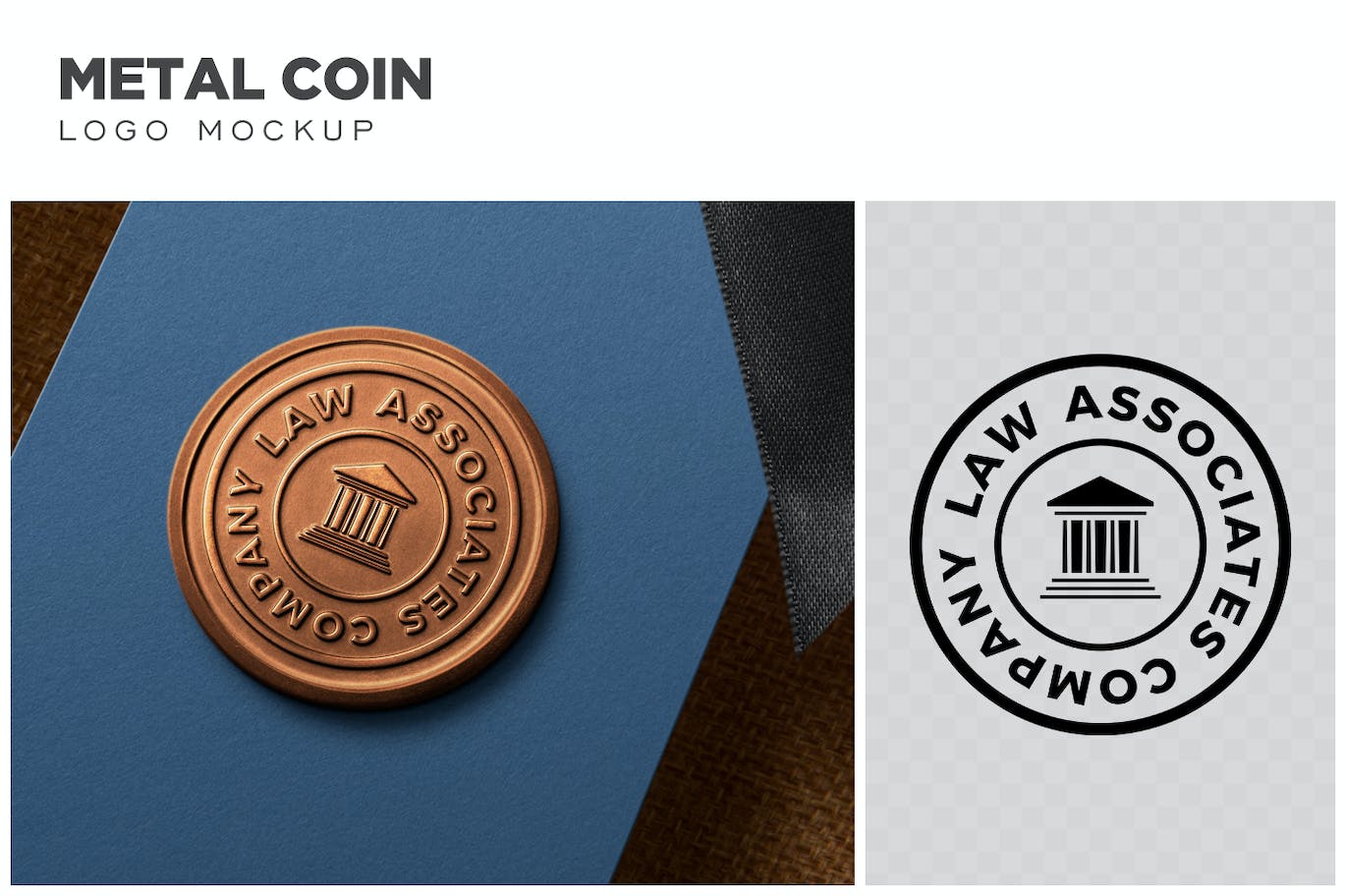 金属硬币标志Logo样机 (PSD)