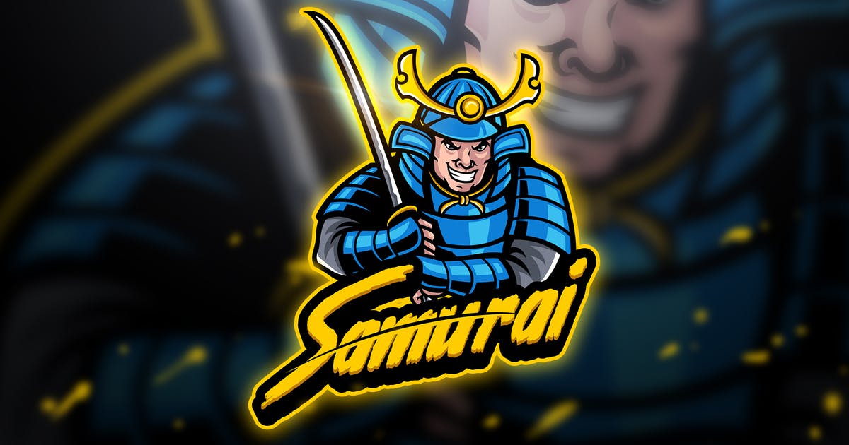 蓝色武士电子竞技Logo&队徽设计模板 Samurai Blue – Mascot & Esport Logo