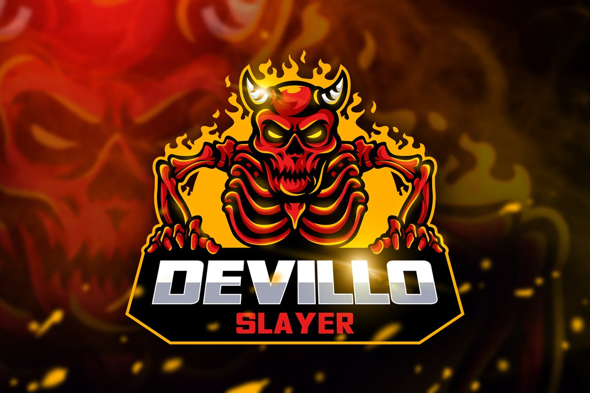 魔鬼杀手游戏战队队徽Logo设计模板 Devillo Slayer – Mascot & Esport Logo