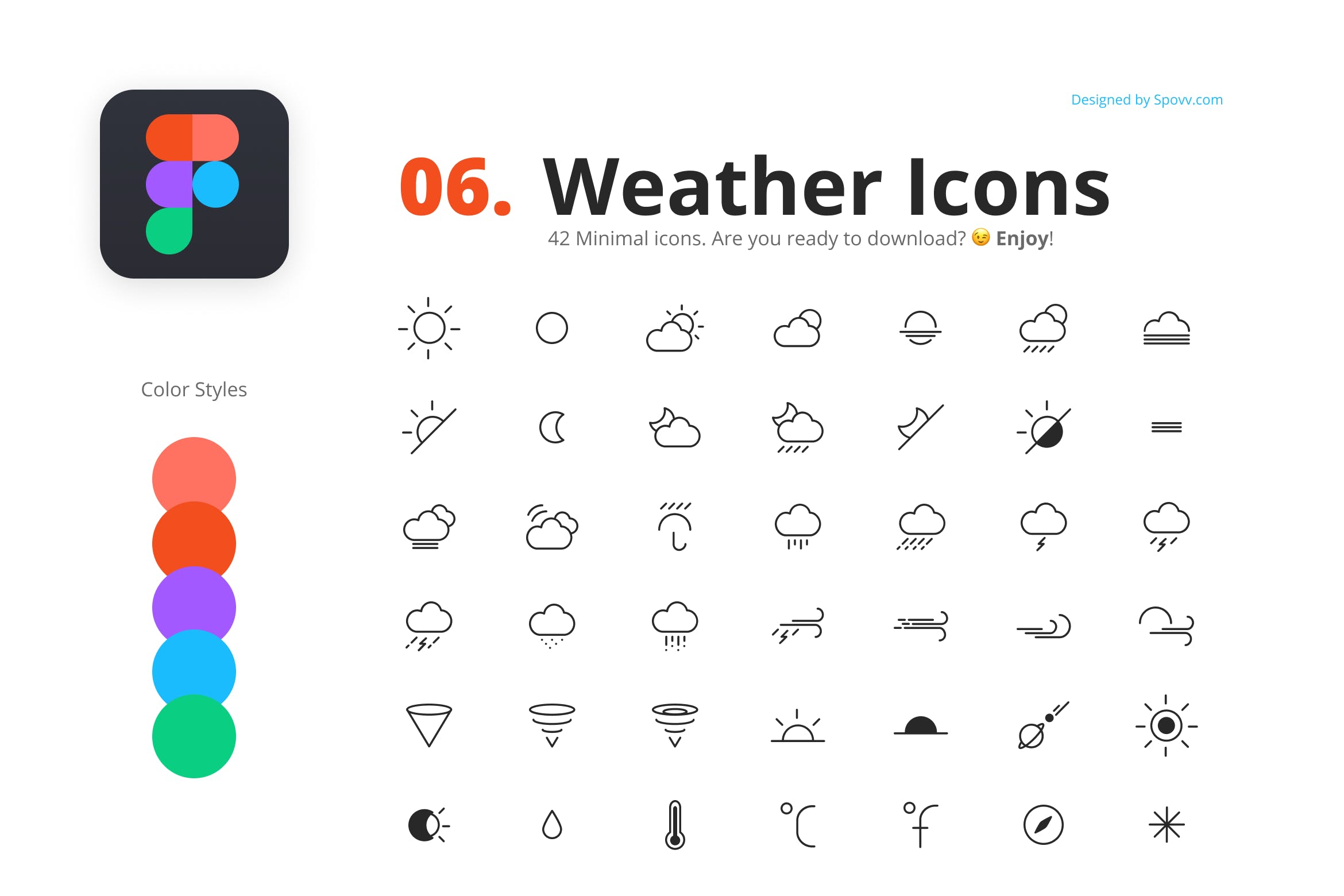 42 个极简主义天气图标下载（FIG,PDF）