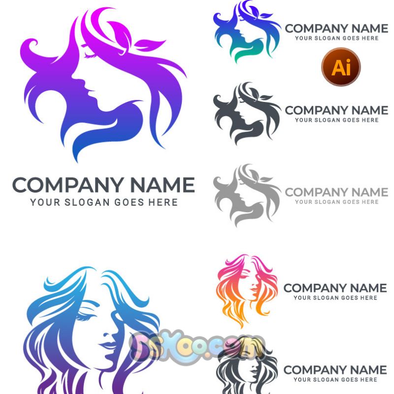 发型印花图案LOGO标志徽标ai矢量设计素材