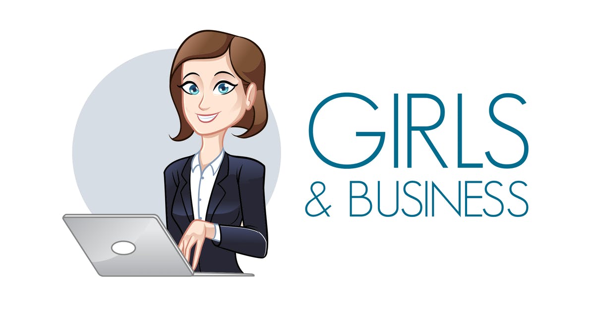 微笑年轻女商人企业形象Logo设计模板 Smiling Young Busineswoman With Laptop Logo