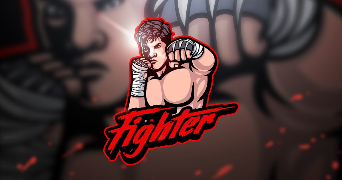 红色战士电子竞技Logo&队徽设计模板 Fighter Red – Mascot & Esport Logo