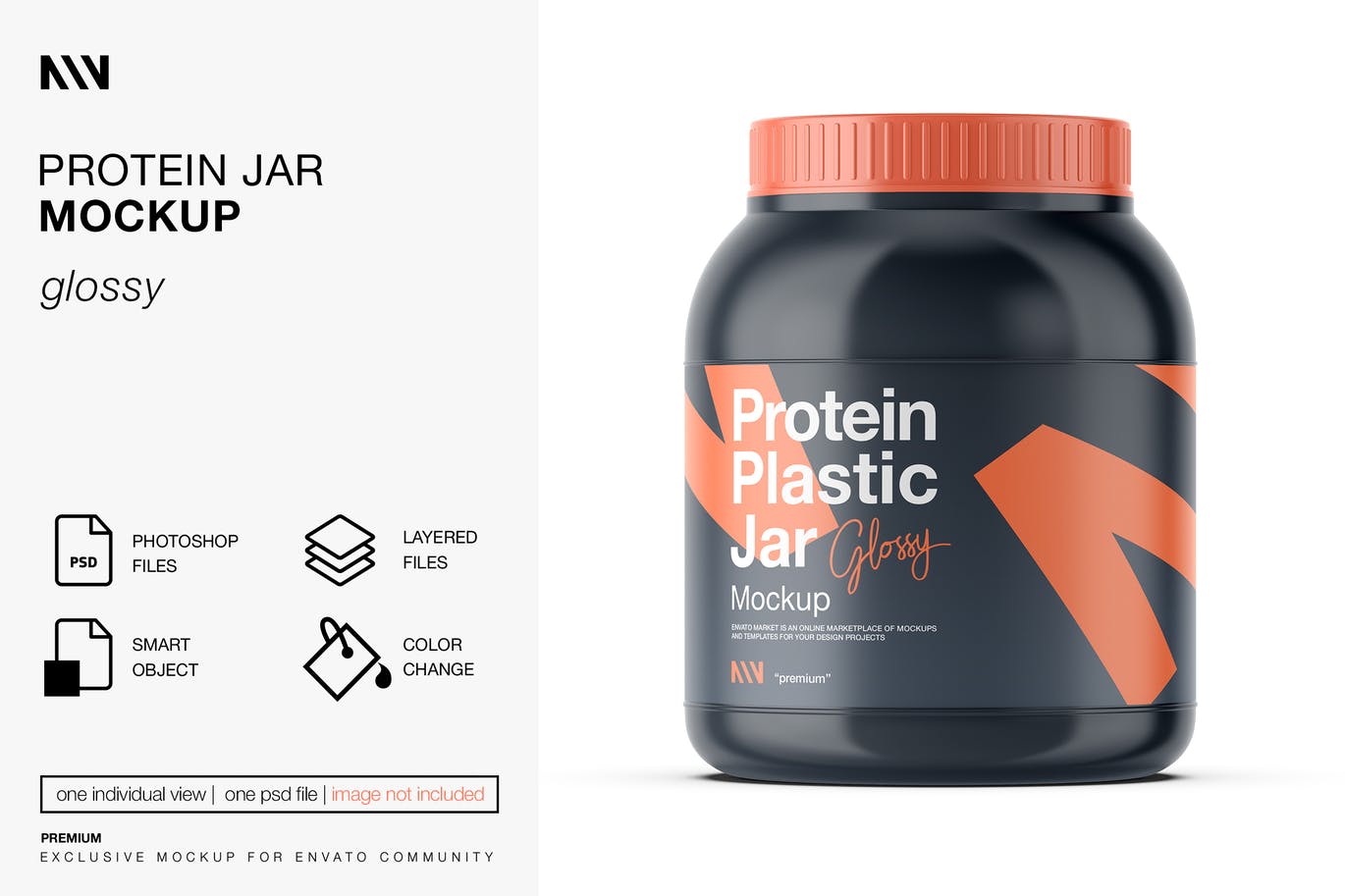 蛋白质罐包装展示样机素材 Protein Jar Mockup