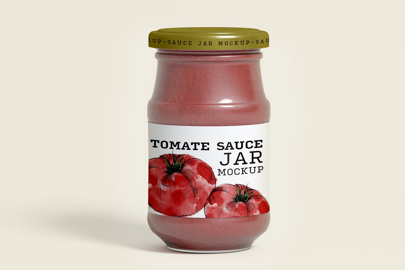 番茄酱玻璃罐包装设计样机素材 Tomato Sauce Jar Mockup