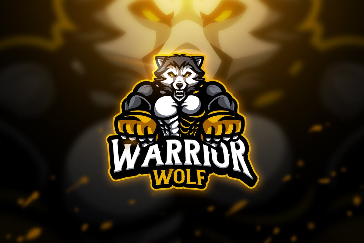 狼战士电子竞技队徽Logo模板 Wolf warrior – Mascot & Esport Logo