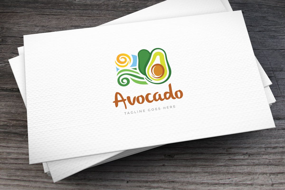 绿色健康食品品牌Logo设计模板 Avocado Logo Template