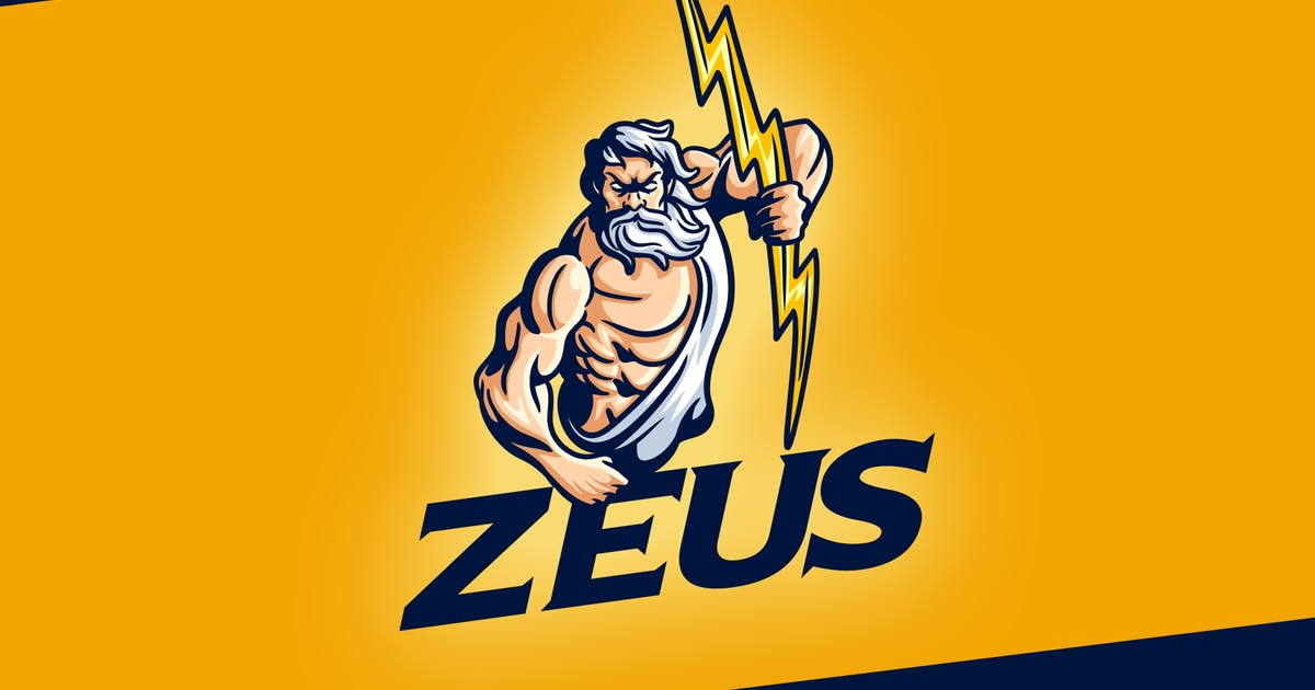 经典宙斯卡通形象电子竞技Logo&队徽设计模板 Classic Zeus Character Mascot Logo