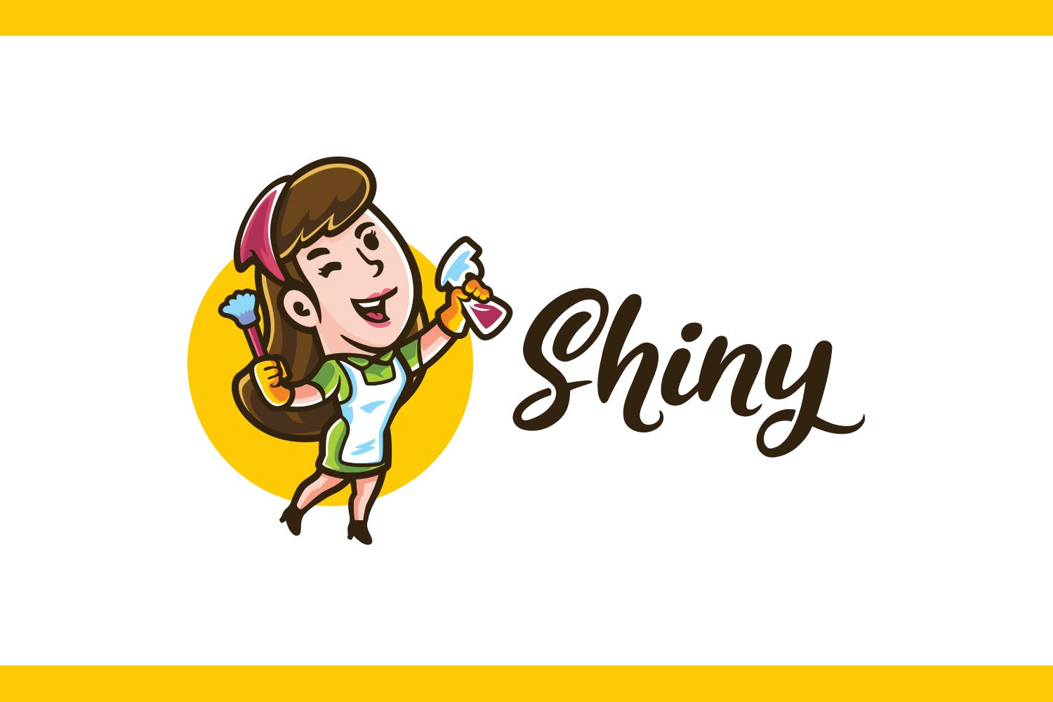 清洁保洁女佣服务卡通人物Logo设计模板v3 Shiny – Maid Service and Housekeeping Logo