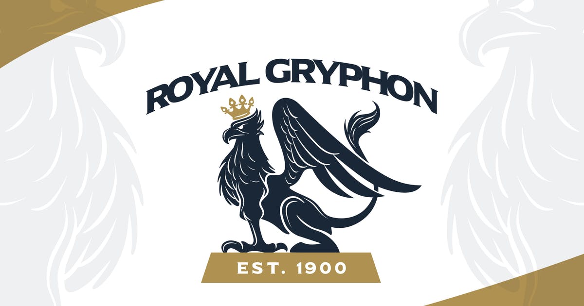 皇家皇冠鹰头狮Logo标志设计模板 Heraldic Royal Crowned Gryphon Crest Logo