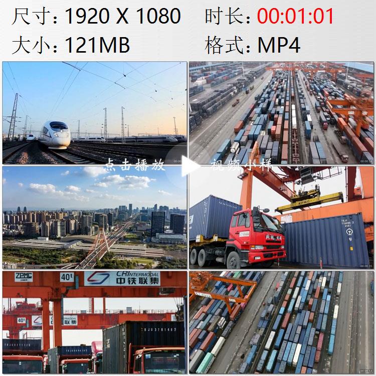 Aerial Footage of Sichuan Chengdu International Aviation Hub, High-Speed Rail Transport, Orchard Port, and China-Europe Express Train Real-Shot Video Footage
