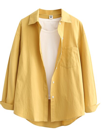 2025春季新款白色纯棉衬衫女长袖韩版宽松百搭纯色休闲衬衣外套