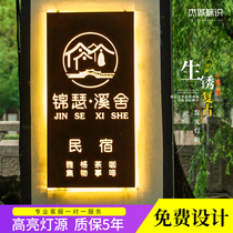 Rust glowing light box door head signature LED billboard B & B retro hollow hollow light box creative door plate customization
