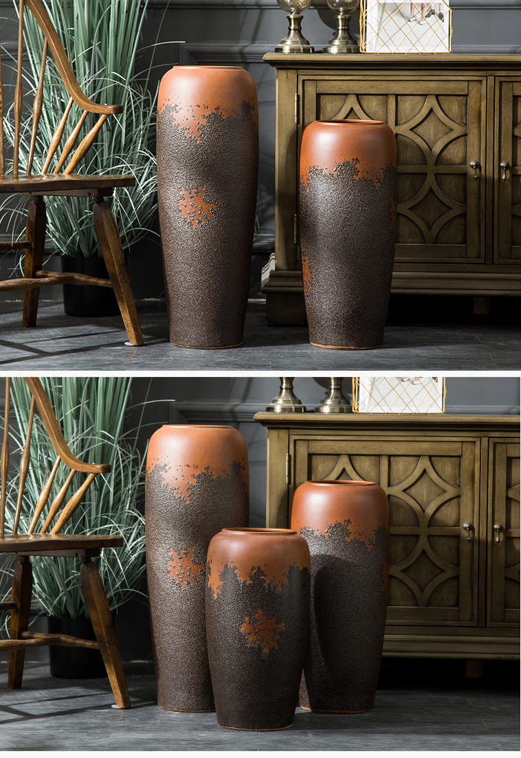 Ceramic furnishing articles of large vases, sitting room of Chinese style restoring ancient ways dried flower arranging flowers coarse pottery hotel villa pottery decoration