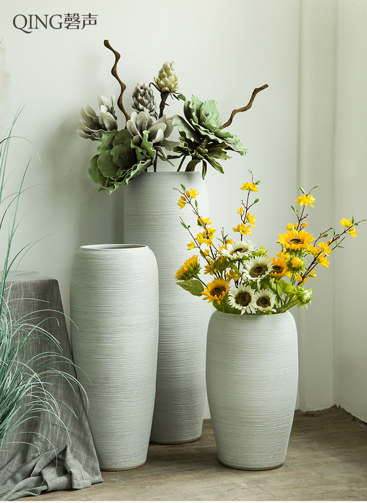 Jingdezhen ceramic vase of large sitting room dry flower arranging flowers furnishing articles contracted and I white clay flowerpots by hand