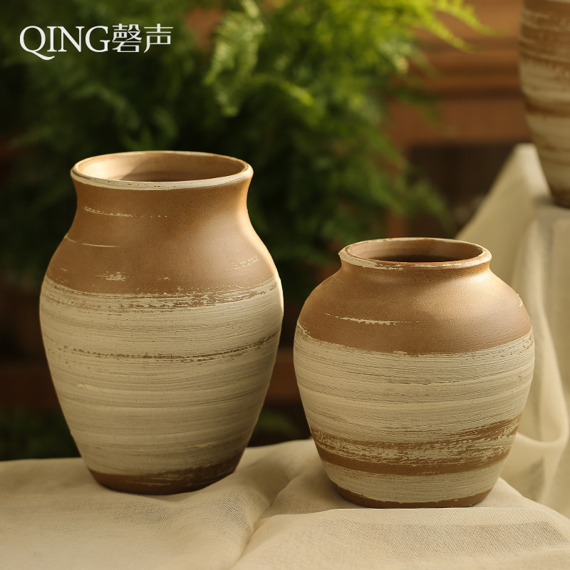 Ceramic vase retro manual coarse pottery flower arranging dried flowers sitting room place office desktop decoration porcelain suits for