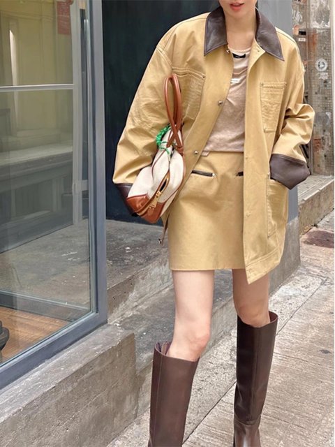 French Rouje Renksy Design-Inspired Loose Four-Pocket Jacket American Retro Workwear Style Silhouette Jacket