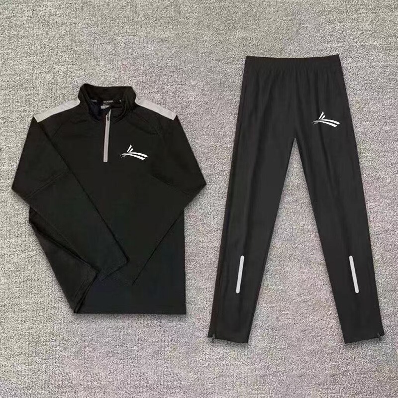 Popular Half-Zip Sports Track and Field Training Suit for Men and Women, Long-Sleeved Long Pants, Quick-Drying Suit, Running Sportswear, Half-Zip