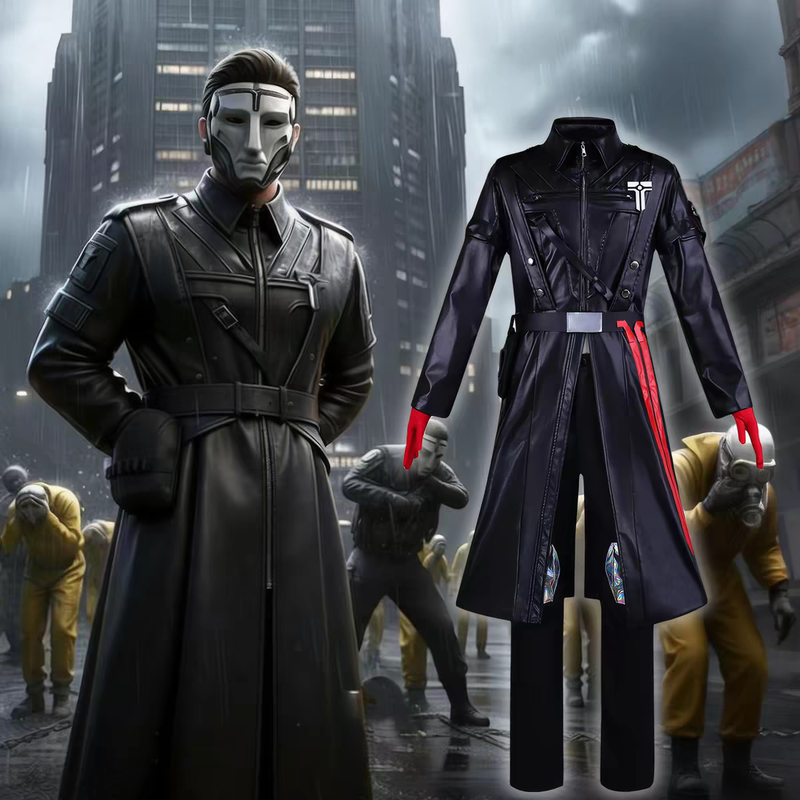 Delta Force Prison Warden Gerhoros Cosplay Costume Mask Clothing Coat Leather Suit Cosplay Comic Convention