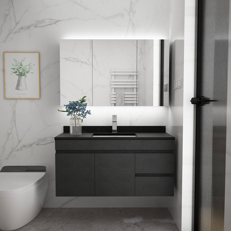 Light Luxurious Rock Board Bathroom Cabinet Combination Suit Makeup room Toilet Solid Wood Wash face Handwashing table Wash Table Noodle