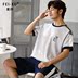 Mens đồ ngủ có thể mặc ngắn tay bông mùa hè mỏng Hàn Quốc phiên bản rộng đơn giản kích thước lớn lỏng T-shirt đầu nhà quần áo. 