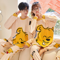 Couple pajamas spring and autumn cotton long sleeve thin 2021 Mens cartoon sweet and cute home clothes female students