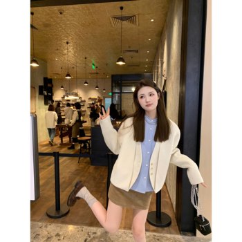 Aaaaxbbb wool jacket short top fake two pieces