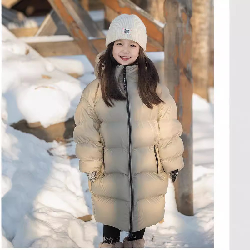 Northeast Harbin Cold-Proof Children's Goose down Jacket for Boys and Girls, Thickened and Warm, Mid-Length, Hooded, for Older Children, Winter