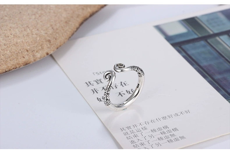 S925 sterling bạc chặt chẽ nhẫn chính tả Thái bạc Sun Wukong vàng hoop dính một cặp nhẫn nam và nữ cặp sinh viên nhẫn