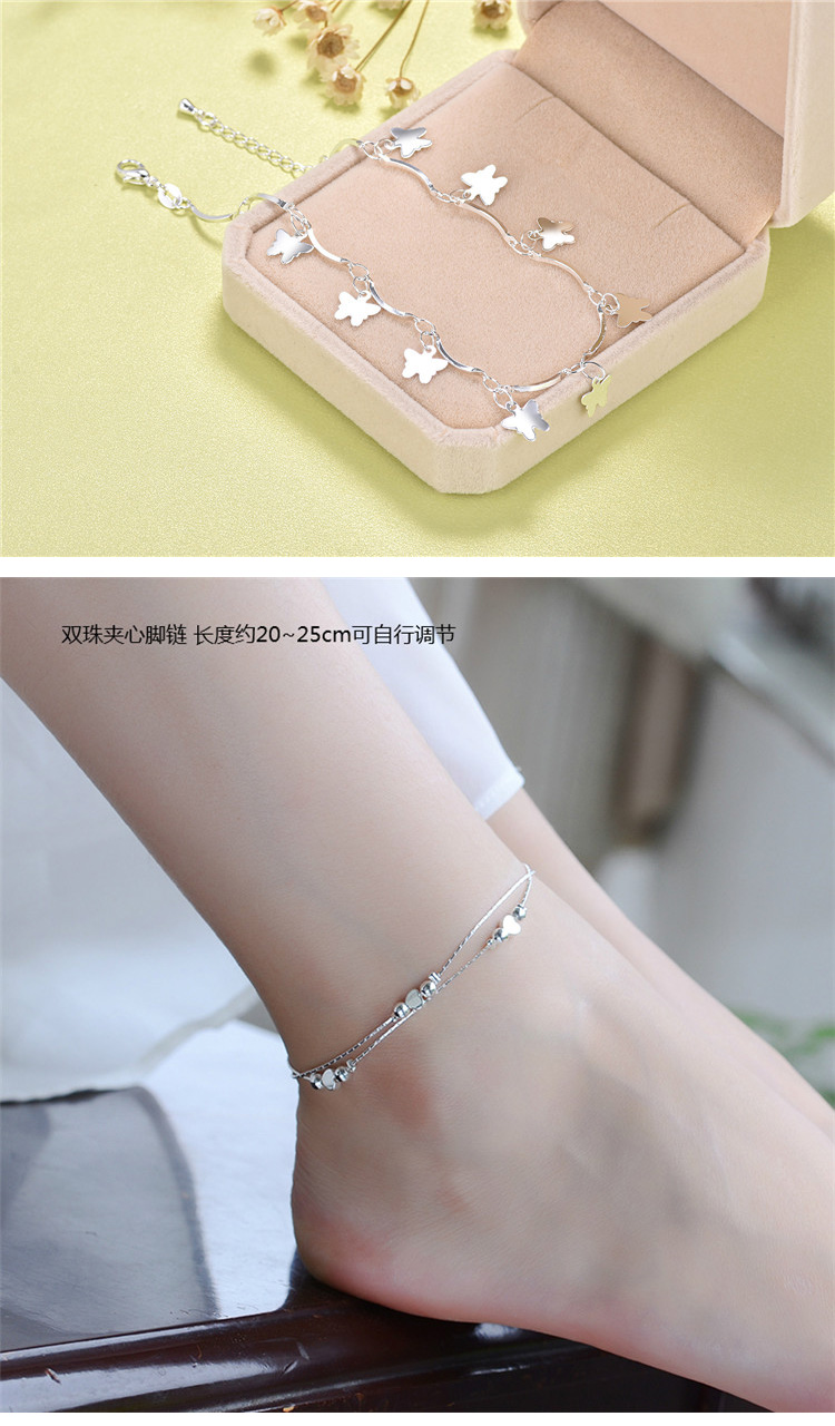 Bạc sterling bạc thông minh vòng chân lá cây đơn giản chân nhẫn nhẫn chic quà tặng bạn gái mẫu nữ - Vòng chân lắc chân vàng