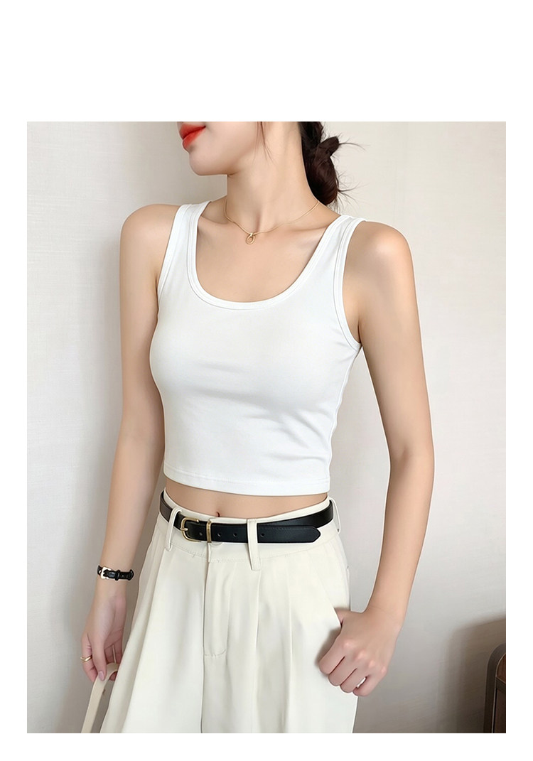 Orange Camisole for Women, Summer Outerwear, Inner Wear, Pure Cotton, Slim Fit, Base Layer, U-Neck, Backless, Sleeveless, Short Top — تصویر 1