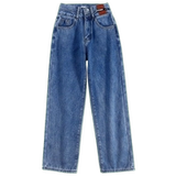 Осенние демисезонные джинсовые трендовые джинсы, штаны, по фигуре, свободный прямой крой, подходит для подростков