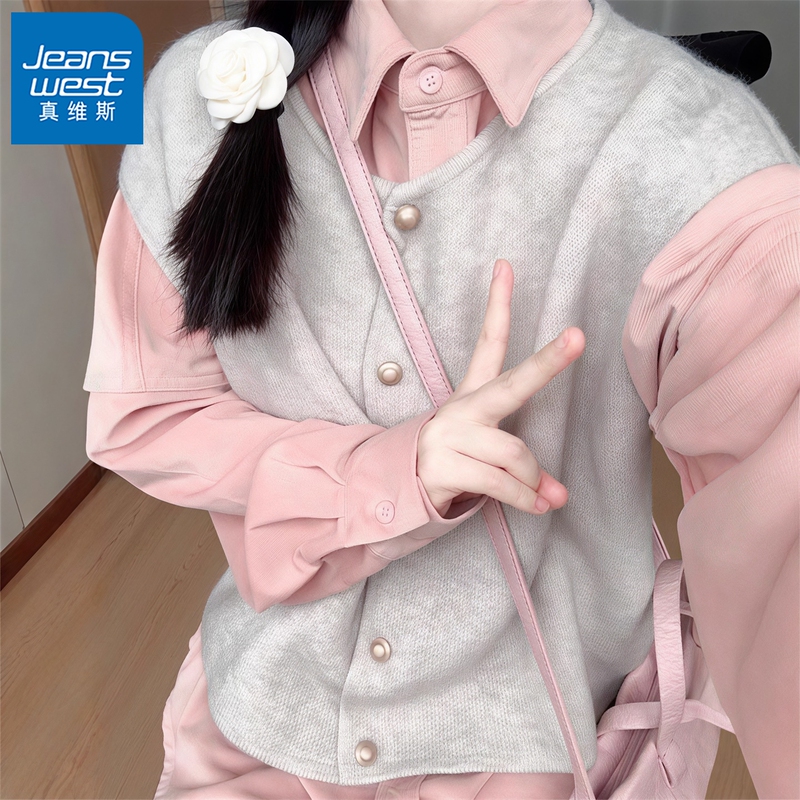 Jeanswest Pink Layered Shirt for Women 2026 New Spring and Autumn Corduroy Jacket Shirt Top Lhb Jeanswest Pink Layered Shirt for Women 2026 New Spring and Autumn Corduroy Jacket Shirt Top Lhb
