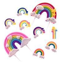 Cake decoration soft pottery rainbow baking decoration cloud star rainbow candy color soft pottery jewelry micro landscape accessories