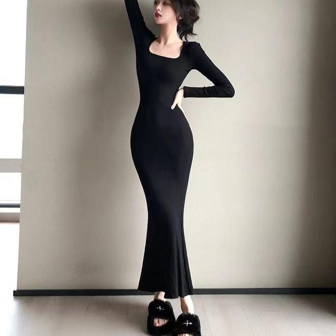 Fishtail Dress for Women in Spring and Autumn, Paired with a Coat, Slim-Fitting Long Style, Super Flattering, Body-Hugging Skirt