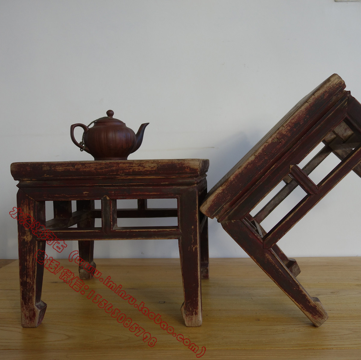 Old square stool small square stool old objects small wooden table square stool Old wooden stool vintage furniture folk nostalgic old objects-Taobao