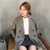 Kiểu dáng dài tay nữ mùa xuân hè thu đông nữ 2018 phiên bản Hàn Quốc mới của bộ đồ kẻ sọc nhỏ hoang dã áo sơ mi rộng rãi mẫu áo vest lửng nữ Business Suit